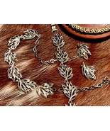 HARD TO FIND - Vtg CATHE Silvertone Open Leaf Choker, Bracelet and Earri... - £29.09 GBP