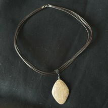 925 Sterling Silver Rope Necklace With Shell Pendant Three Brown Strands 18&quot; - £10.35 GBP