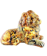 La Vie Lion Patchwork Fabric and Ceramic Sculpture Figurine - $32.67