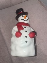 Snowman Hat Red Scarf Carrot Nose Black Eyes Smile Handmade 7.5” T x 3.75” D - £7.83 GBP