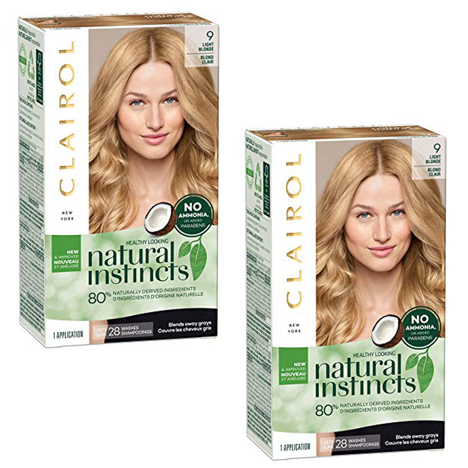 (2 Pack) Natural Instincts Clairol Non-Permanent Hair Color-9 Light Blonde-1 kit
