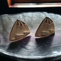 Triangle Art Deco Enamel Vintage Earrings Womens Jewelry Fashion Cream C... - £11.03 GBP