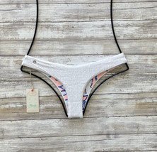 Maaji Swim Whisper White Cascade Textured High Cut Cheeky Bikini Bottom (S) - £43.35 GBP