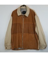 Vtg PANCALDI &amp; B Italy Sz 48 XL Suede Leather Linen Jacket - $142.44