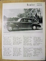 Humber Pullman Imperial / Hawk Automobile Specification sheet-1953 - $2.97