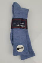 NOS Men Carl Michaels Turbo Orlon Acrylic Socks Blue  Vintage USA - £23.52 GBP