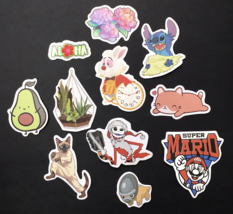 Lot of 11 Stickers Super Mario, Food, Anime,Karate Cat etc - $8.00