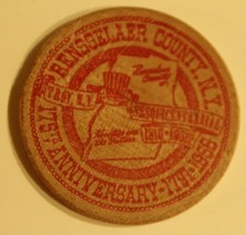 Vintage Rensselaer County in Red Wooden Nickel 175th Anniversary New York - £3.74 GBP