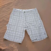 Honolua Surf Co. Cargo Shorts Mens Size 34 Linen Blend Beige Brown Plaid Z2 - $24.75