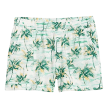 High-Waisted Linen-Blend Shorts Size 4X Palm Tree Tropical Print 3.5 Inseam NEW - £18.48 GBP