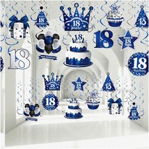 Celebrate 18 Years - Navy Blue Silver Black Hanging Swirls Decorations for Boy M - £21.39 GBP