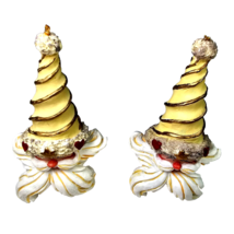 4.5&quot; Santa Claus Christmas Ornaments Spiral Cone Hat Laughing Face Fluffy Beard - £14.21 GBP