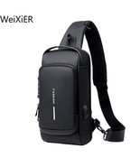 Men&#39;s Anti-Theft USB Shoulder Bag Multifunctional Crossbody Travel Sling... - £17.90 GBP