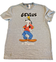 Disney Men&#39;s T Shirt Mad Engine &quot;Goofy&quot; Gray Large-Cotton Blend-Flaw - £3.91 GBP