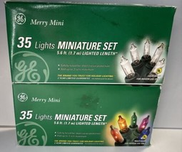 GE 2 Boxes 35 Merry Mini Christmas Lights Clear &amp; Multi Colored Indoor Use - $9.89