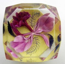 Vintage Orchid LUCITE Paperweight Pink &amp; Purple  - £15.73 GBP