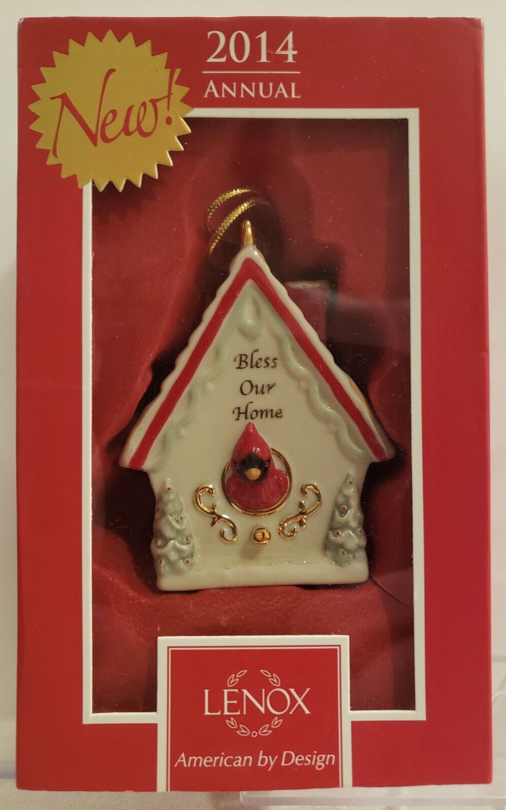 CHRISTMAS ORNAMENT by LENOX - "BLESS OUR HOME BIRDHOUSE" - AMERICAN BY DESIGN - $19.99