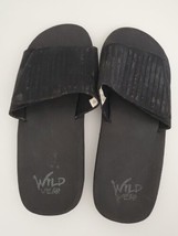 Rare Vintage Wild Wear Slides Sandals Strap Size Us 12 Black - £15.47 GBP