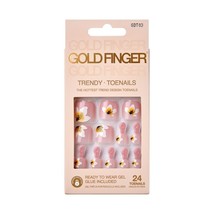 KISS GOLDFINGER TRENDY TOENAILS 24 READY TO WEAR GEL GLUE INCLUDED #GDT03 - $7.59