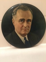 Vtg 1932 1940 WW2 Fdr Franklin Roosevelt Large Photo 9cm Pinback Campaign Button - £44.23 GBP