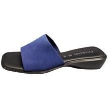 Damiani&#39;s Flat Sandals Womens Size 7 Black Blue Leather Open Toe Slip On... - $23.05