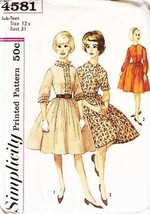 Vintage 1960&#39;s Sub-Teen DRESS Simplicity Pattern 4581-s Size 12 - $12.00