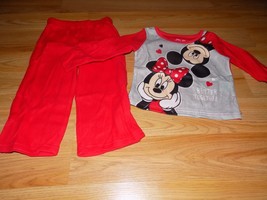 Girls Size 2T Disney Minnie &amp; Mickey Mouse 2 Piece Sleepwear Set Pajamas... - £9.59 GBP
