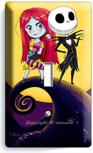 CUTE NIGHTMARE BEFORE CHRISTMAS JACK AND SALLY 1 TOGGLE LIGHT SWITCH PLATE DECOR