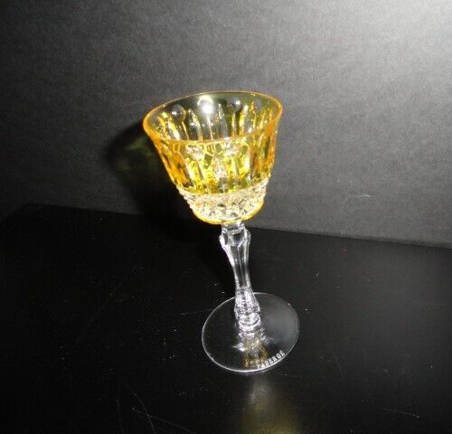 Primary image for Faberge Xenia Yellow Gold Crystal Cordial Liqueur Glass 6" Tall