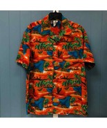 Vtg Summer Hawaiian Shirt 80s Hawaii Volcano Beach Palm Tree Hawaii size L - £34.43 GBP