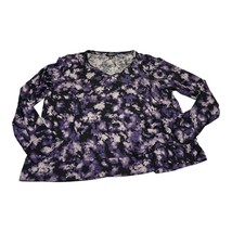 Simply Vera Vera Wang Sweater Women&#39;s 2XL Purple Floral Stretch Long Sleeve - £14.83 GBP