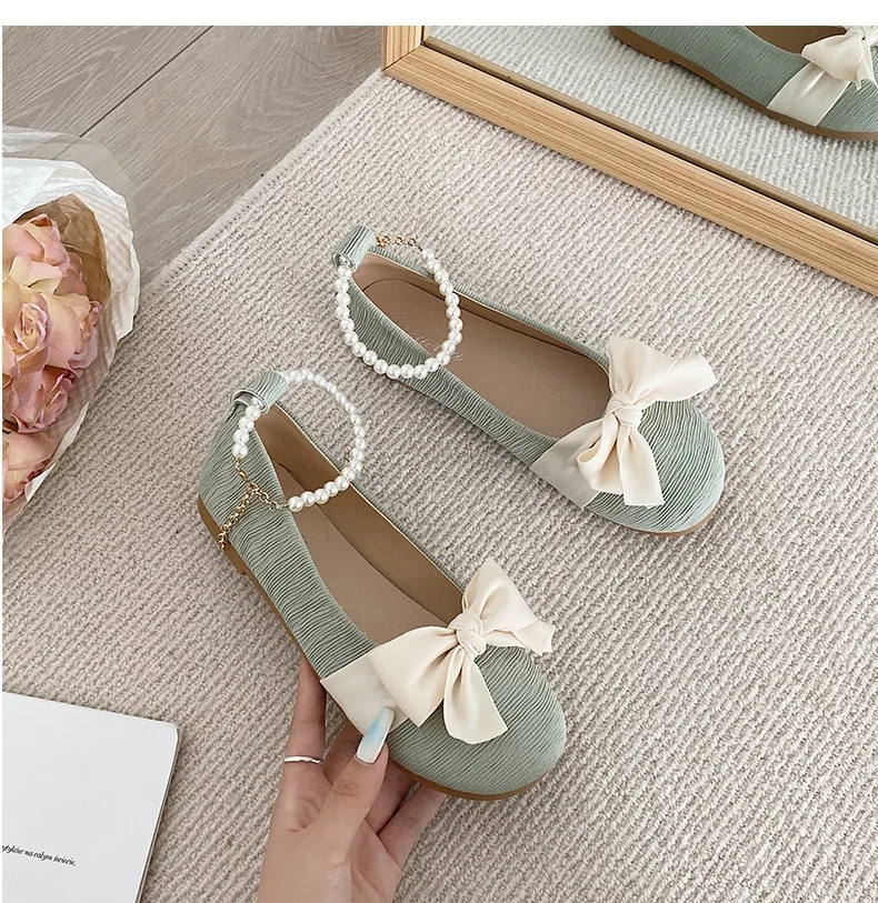 Panese sweet shoes bow single shoes women s 202 summer new gentle girl flat shoes light thumb200