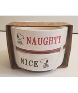 Snoopy Peanuts x Rae Dunn NAUGHTY &amp; NICE stackable bowls NWT pet ? cat /... - $21.99