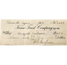 1914 Kineo Trust Company Bank Check E.A. Sampson Dover Maine Signed 6289... - $369.57 MXN