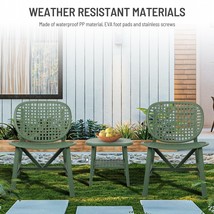3 Pieces Hollow Design Retro Patio Table Chair Set All Weather Green - £147.71 GBP