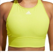 Adidas Sports Bra Womens XS Ribbed Mix Longline Aeroready Acid Yellow Ne... - £19.26 GBP