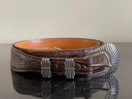 Randall Moore of Santa Fe New Mexico Lizard Leather Belt Sterling Silver... - £254.23 GBP