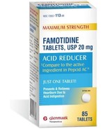 Glenmark Maximum Strength Famotidine Tablets 20 mg, Acid Reducer for Hea... - $9.49