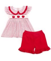 NEW Boutique School Apple Girls Smocked Tunic Shorts Back to School Outfit Set - £4.78 GBP+