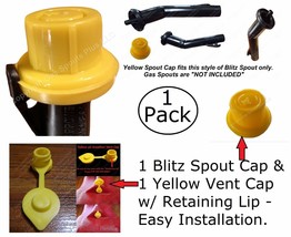 Combo Pack 1 Blitz Yellow Spout Cap &amp; 1 Air Breather Vent Cap &quot;Fix Your Gas Can&quot; - £5.23 GBP