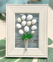 Seashell &amp; Sea Glass Flower Bouquet 3D Framed Art 8x10 White Wood Frame ... - £33.57 GBP