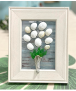 Seashell &amp; Sea Glass Flower Bouquet 3D Framed Art 8x10 White Wood Frame ... - $42.06