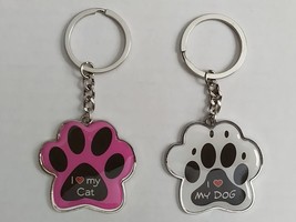 Lot 2 Pcs Dogs &amp; Cats Lover Keychain Gift Adults Kids Presents Key Holde... - £8.65 GBP