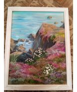 Original Coastal WildFlower Seascape Painting 18 X 24 Signed Barb Peters... - $69.99