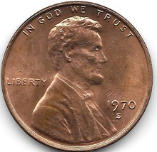 United States Unc 1970-S Lincoln Memorial Cent - £2.44 GBP