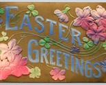 Large Letter Easter Greetings Airbrushed Embossed Unused Minty DB Postca... - $9.85