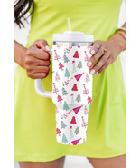 White Cartoon Christmas Tree Printed Thermos Cup 40oz - $28.28