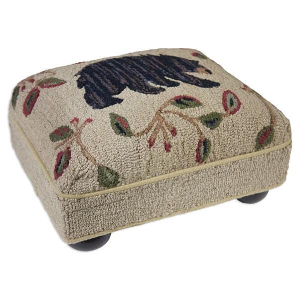 Rustic Bear-Themed Hooked Wool Footrest - $343.39