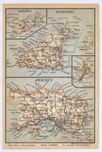 1890 Antique Map Of Channel Islands / Jersey Guernsey Alderney - £23.54 GBP