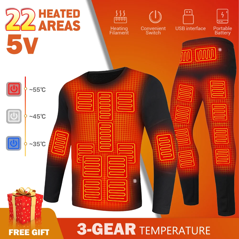 Heating Jacket Heated Thermal Underwear Skiwear Heated Jacket USB Electric - £42.42 GBP+